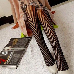 Zigzag Pattern Knit Pantyhose Tights Fishnet Stockings